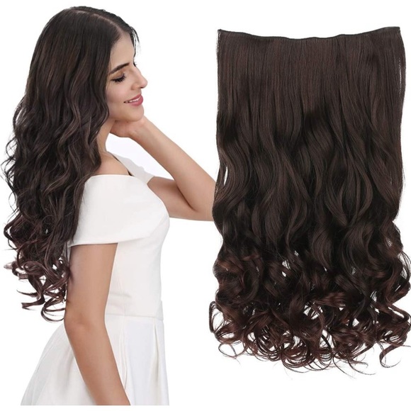 s-noilite Other - S-Noilite one piece curly hair extensions 20” synthetic chocolate brown NWT